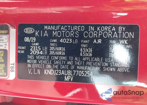 2020 Kia Soul Lx из США, поврежденный, VIN KNDJ23AU8L7705254